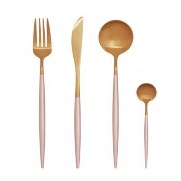 Avie 16 Pc  Pink / Gold Finish Cutlery Set