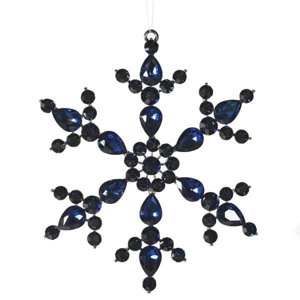 Dark Blue Hanging Bejewelled Snowflake