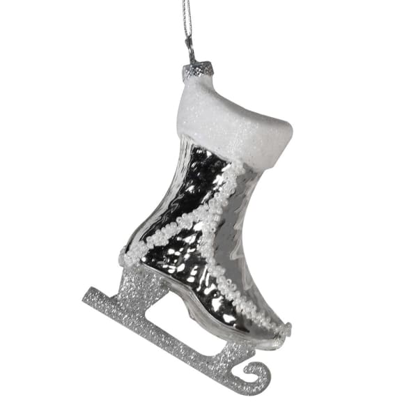 White and Silver Ice Skate Christmas Bauble